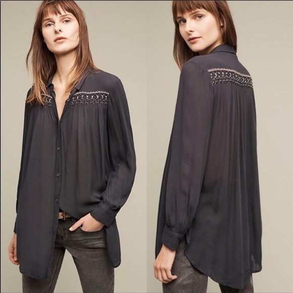 Anthropologie Tops - Anthropologie Floreat beaded button down tunic